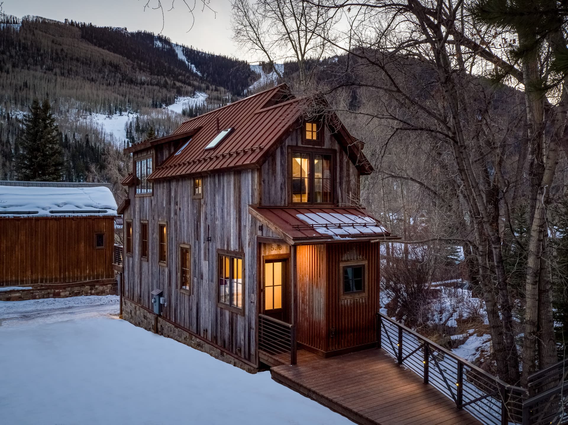 Exterior view of custom home located in Telluride, Colorado.